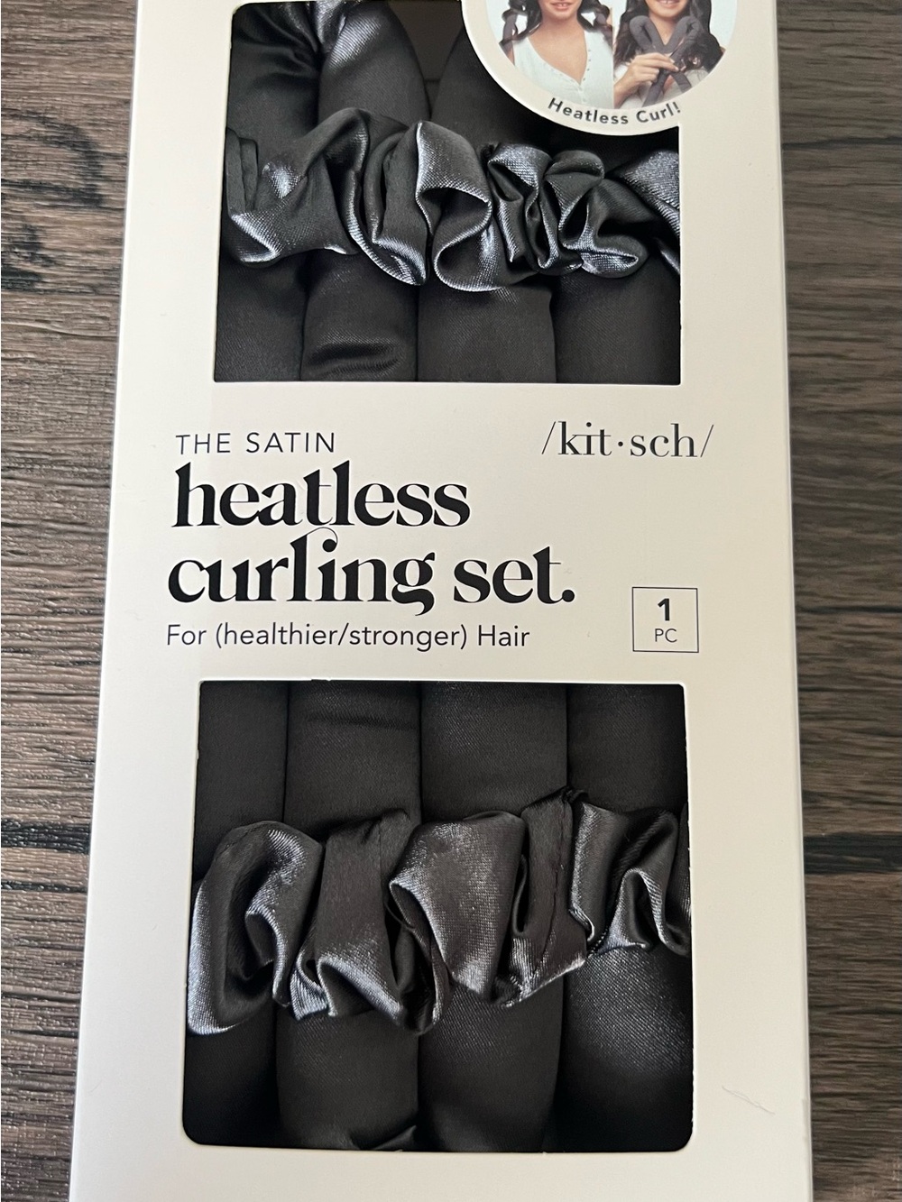 Kitsch Satin Heatless Curling Set Charcoal NWT New Sealed 3-Piece